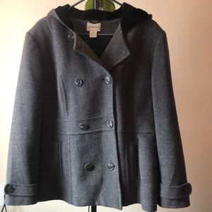Double breasted pea coat with hood